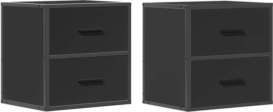 VidaXL Nachtkastjes wandgemonteerd 2 st 40x31x39 5 cm zwart