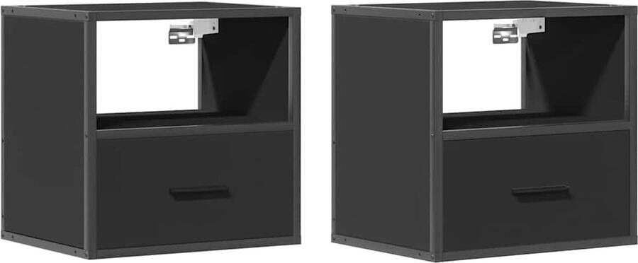 VidaXL Nachtkastjes wandgemonteerd 2 st 40x31x39 5 cm zwart