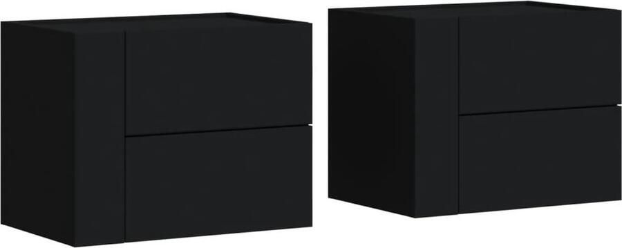 VidaXL Nachtkastjes wandgemonteerd 2 st 45x30x35 cm zwart