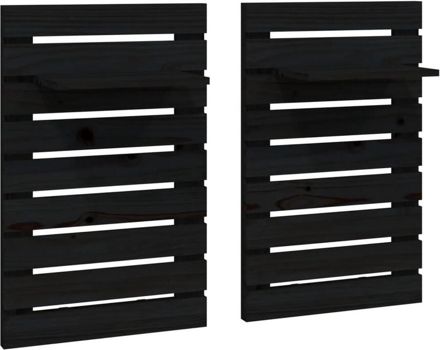 VidaXL Nachtkastjes 2 stuks Massief Grenenhout Zwart Nachtkastjes Wandkast Grenoble Hout Slaapkamer Meubilair Minimalistisch Design