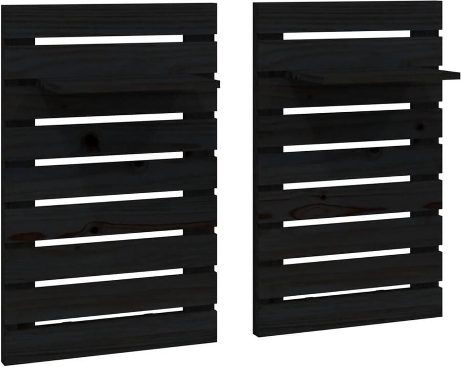 VidaXL Nachtkastjes wandgemonteerd 2 st massief grenenhout zwart Zwevend Nachtkastje Zwevende Nachtkastjes Wandgemonteerd Nachtkastje