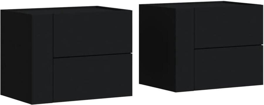 The Living Store Nachtkastjes wandgemonteerd 2 st 45x30x35 cm zwart Wandgemonteerd Nachtkastje Wandgemonteerde Nachtkastjes Bijzettafel Wandkastje - Foto 2