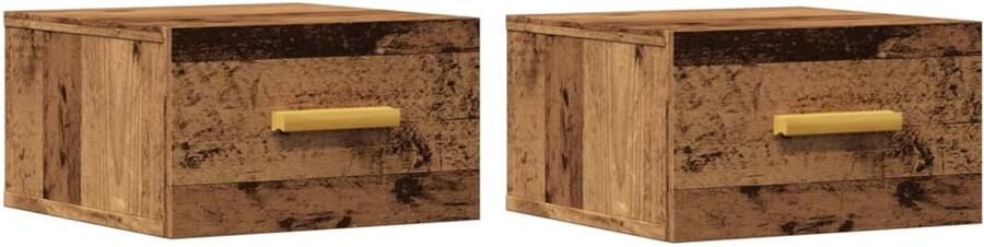 VidaXL Nachtkastjes Wandgemonteerd Set van 2 35x35x20 cm Oud Houtkleurig Wandnachtkastje Wandnachtkastjes Wandgemonteerd Nachtkastje Wandgemonteerd Bedkastje