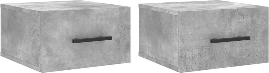 VidaXL Nachtkastjes Wandgemonteerd Set van 2 Betongrijs Wandlamp Nachtlamp Bijzettafels Kasten Met Lade Badkamermeubilair Slaapkamerinrichting Beton Grijs - Foto 2