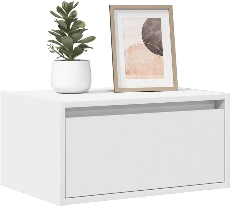 VidaXL Nachtkastjes Wandgemonteerd Wit 2 Stuks Nachtkastje Led Verlichting Tv Meubel Kast Wandmontage