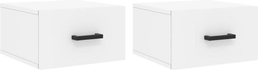 VidaXL Nachtkastjes Wit 35x35x20 cm Set van 2 Wandkasten Nachtkastjes Nachtaandacht Slaapkamerdecoratie Houten Meubels Witte Meubelstukken Minimalistische Design Opbergoplossing