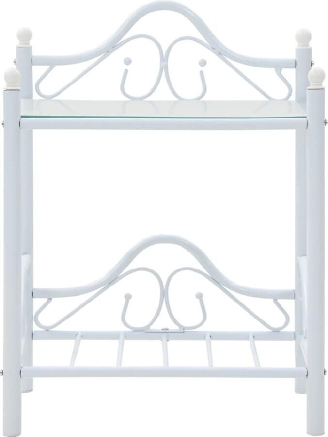 VidaXL Nachtkastjes Wit 45x30 5x60 cm Staal & Glas Nachtkast Nachtkastje Slaapkamer Meubilair Metalen Nachttafel Glazen Nachtkast Modern Nachtkastje Minimalistisch Nachtkastje Staalnachtaandacht Witte Nachtkast
