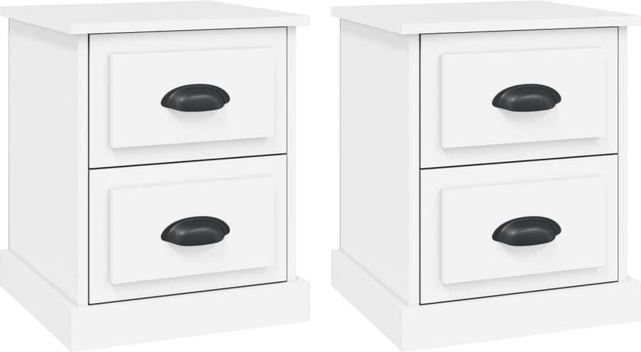 VidaXL Nachtkastjes Wit Set van 2 Hout 39x39x47 5 cm Nachtkastjes Kastjes Meubels Slaapkamerinrichting Houten Meubelen Wit Meubel Decoratief Opbergkast Nachtlamp