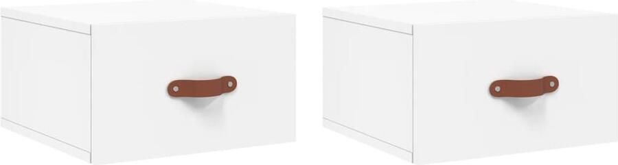 VidaXL Nachtkastjes Wit Set van 2 Wandgemonteerd Wandlamp Nachtlamp Bijzettafels Kasten Woonkamerdecoratie Slaapkamerinrichting Houten Meubels Witte Meubelen
