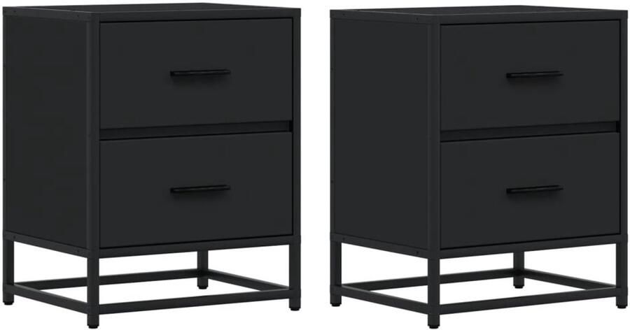 VidaXL Nachtkastjes Zwart 40x31x50 cm 2 stuks Nachtkastje Nachtkastjes Bijzettafel Wandkastje