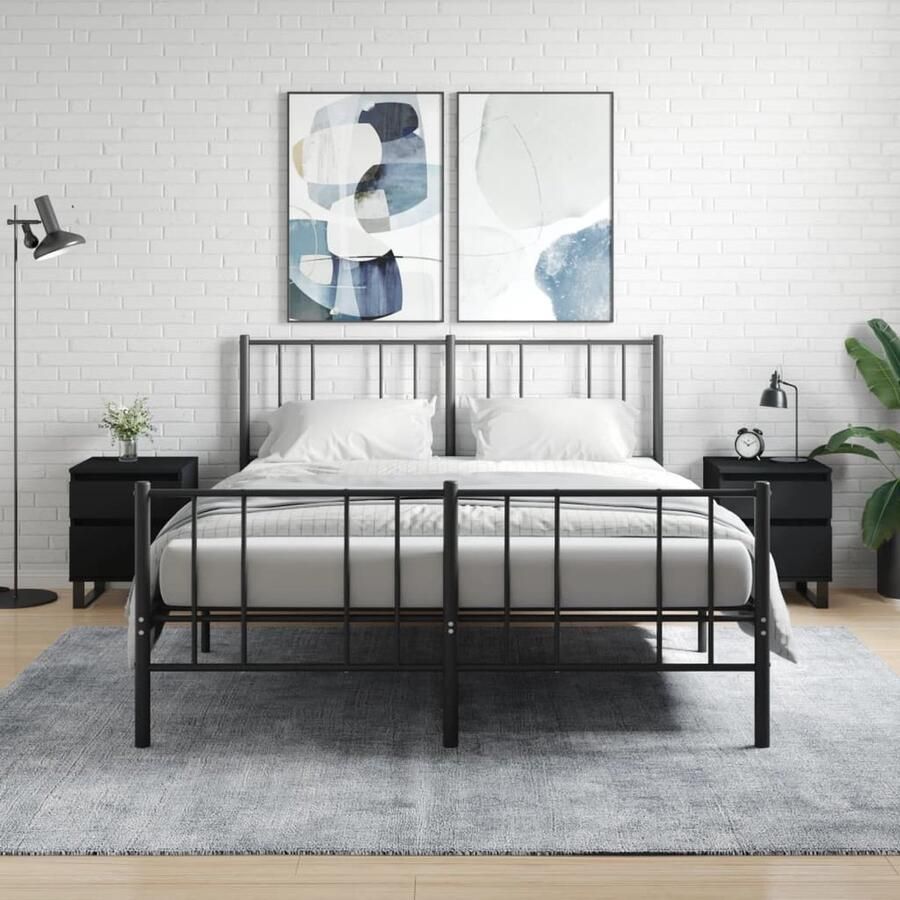 VidaXL Nachtkastjes Zwart 40x35x50 cm 2 stuks Nachtkastje Kastje Slaapkamermeubel Houten Meubel Zwarte Meubels Modern Design Minimalistisch Compact Opbergkast Nachtlampje - Foto 2