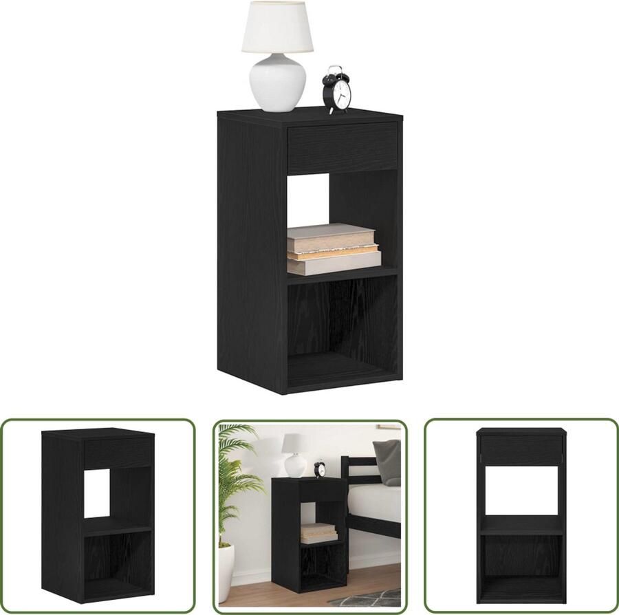 VidaXL Nachtkastje zwart eiken met lade 35x34x66 5 cm Nachtaandkast Slaapkamers Мебель Houten Nachtkastje Zwarte Meubels Nachtlamp Tafellamp