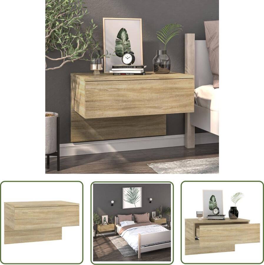 The Living Store Wandnachtkast Sonoma Eiken Multifunctioneel 46 x 29.5 x 30 cm Bewerkt Hout Wandlamp Nachtlamp Bergruimte Badkamermeubel Houten Meubilair - Foto 5