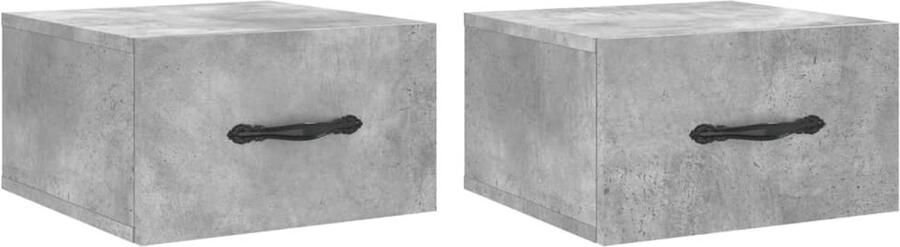 The Living Store Wandnachtkastjes Betongrijs 35 x 35 x 20 cm Duurzaam bewerkt hout Wandlamp Nachtlamp Bergruimte Badkamer Accessoires Houten Meubels - Foto 2