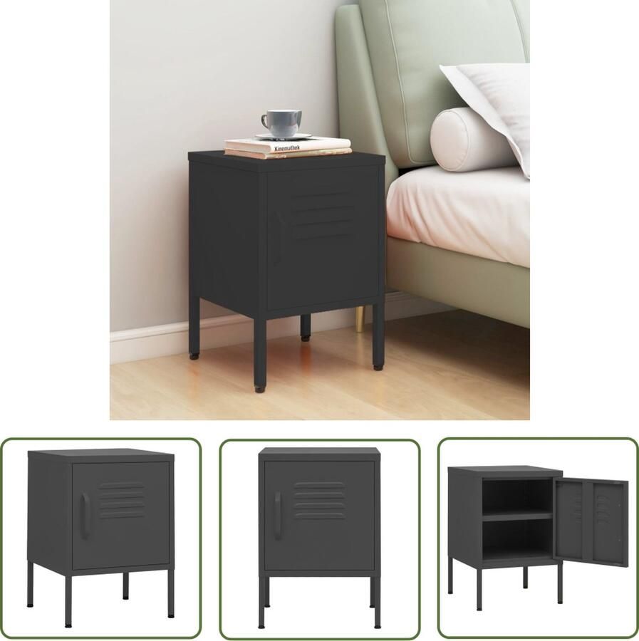 The Living Store Bedkastje Elegant Nachtkastje 35 x 35 x 51 cm Staal Nachtkastje Nachtlampje Slaapkamervloerisdecoratie Metalen Nachtkastje Staal Nachtkastje - Foto 2