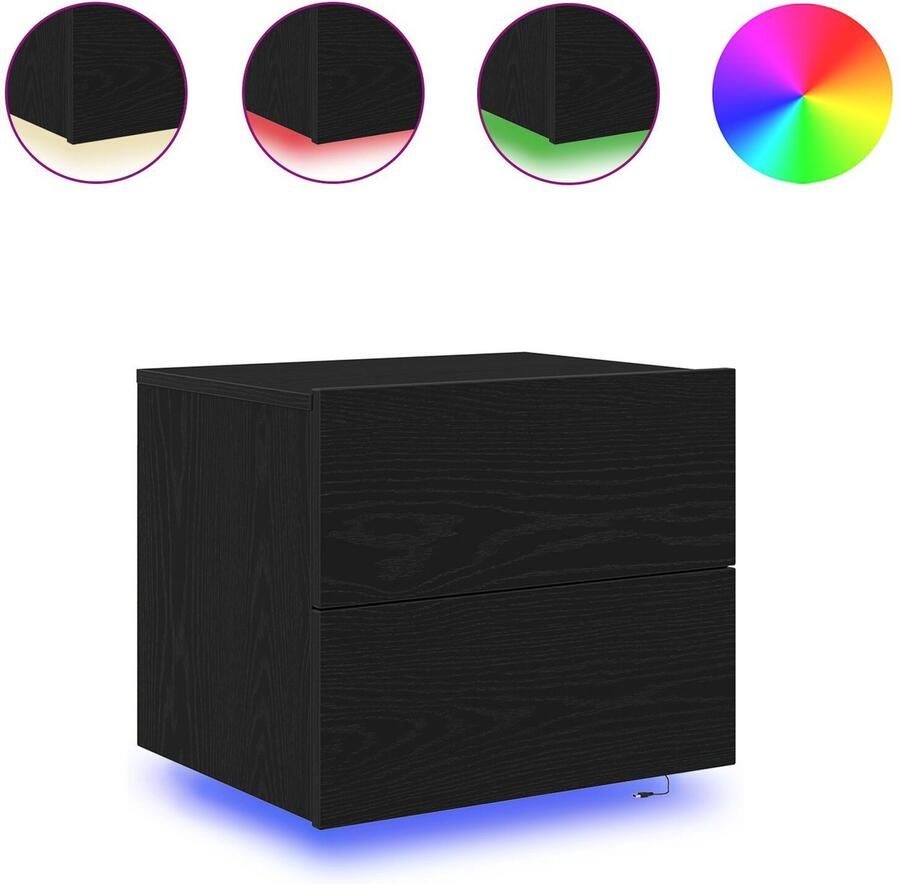 VidaXL Wandkastje voor Bed Zwart eiken 50 x 39 x 41 cm Bewerkt hout