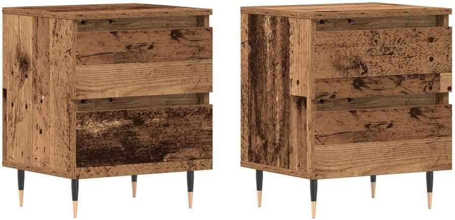 VidaXL Nachtkastje 2 pcs Oud hout 40 x 35 x 50 cm Bewerkt hout