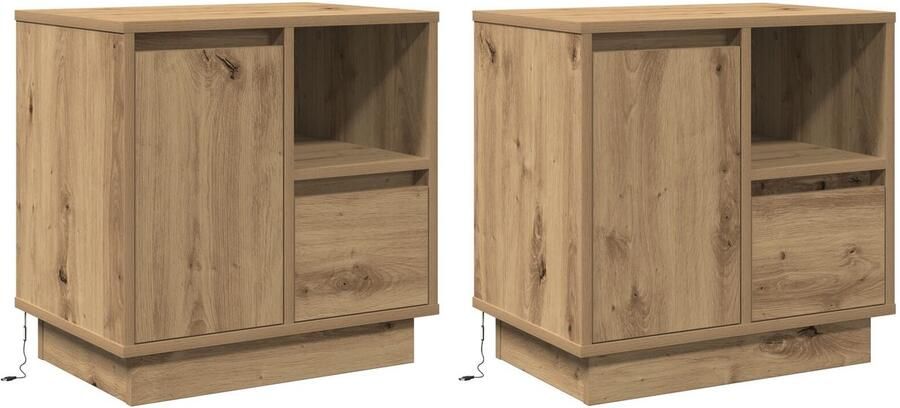 VidaXL Artisan eiken Bewerkt hout Gemiddeld Nachtkastje Rechthoekig