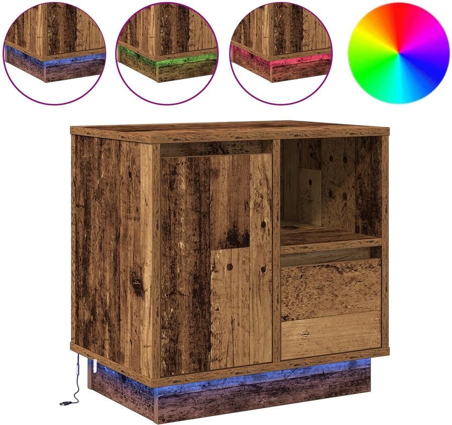 VidaXL Nachtkastje met 2 pcs Oud Hout 50 x 34.5 x 50 cm. Bewerkt hout