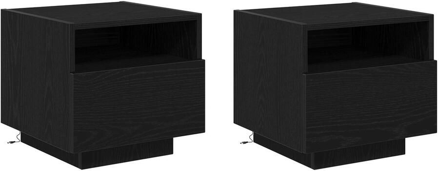 VidaXL Nachtkastje Zwart Eiken Gefabriceerd hout Opslag Nachtkastje