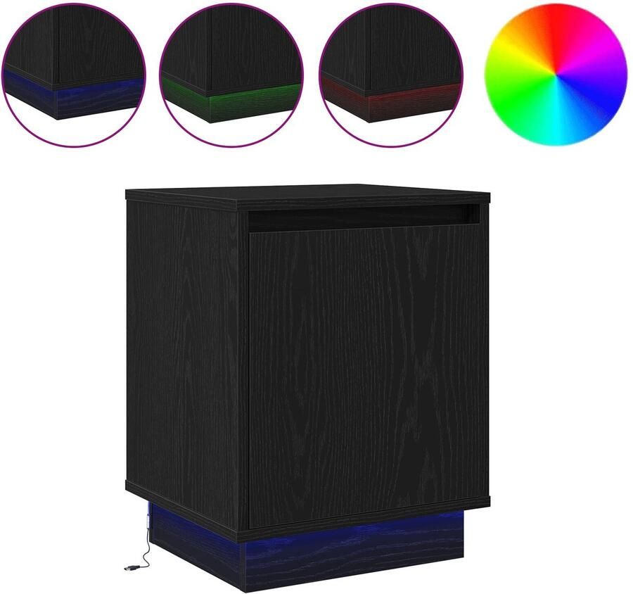 VidaXL Nachttafels Set van 2 Zwart Eiken Bewerkt hout 39 x 34 5 x 50 cm