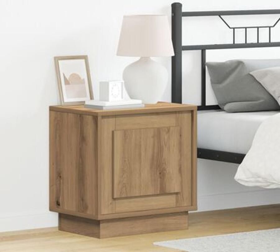 VidaXL Nachtkasten met LED verlichting 2 stuks Ambachtelijk Eiken 44x34 5x45 cm - Foto 2