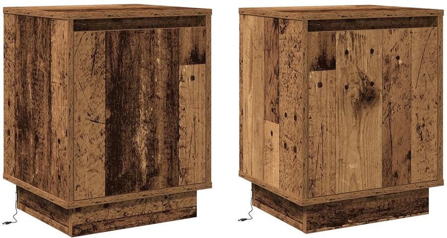 VidaXL Nachtkastjes Set van 2 Oude hout Bewerkt hout 39 x 34 5 x 50 cm