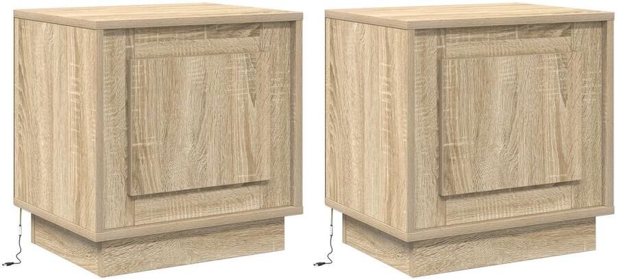 VidaXL Nachtkastjes met LED-verlichting (2 stuks) Sonoma Eiken 44x34 5x45 cm