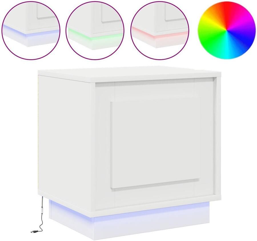 VidaXL Nachtkastjes met LED-verlichting 2 stuks Wit 44x34 5x45 cm