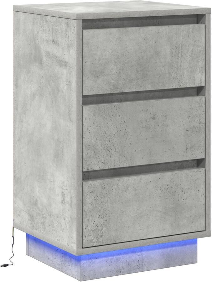 VidaXL Nachtkastje met LED Betonnen Grijs 39x34.5x65 cm Geengineerd Hout