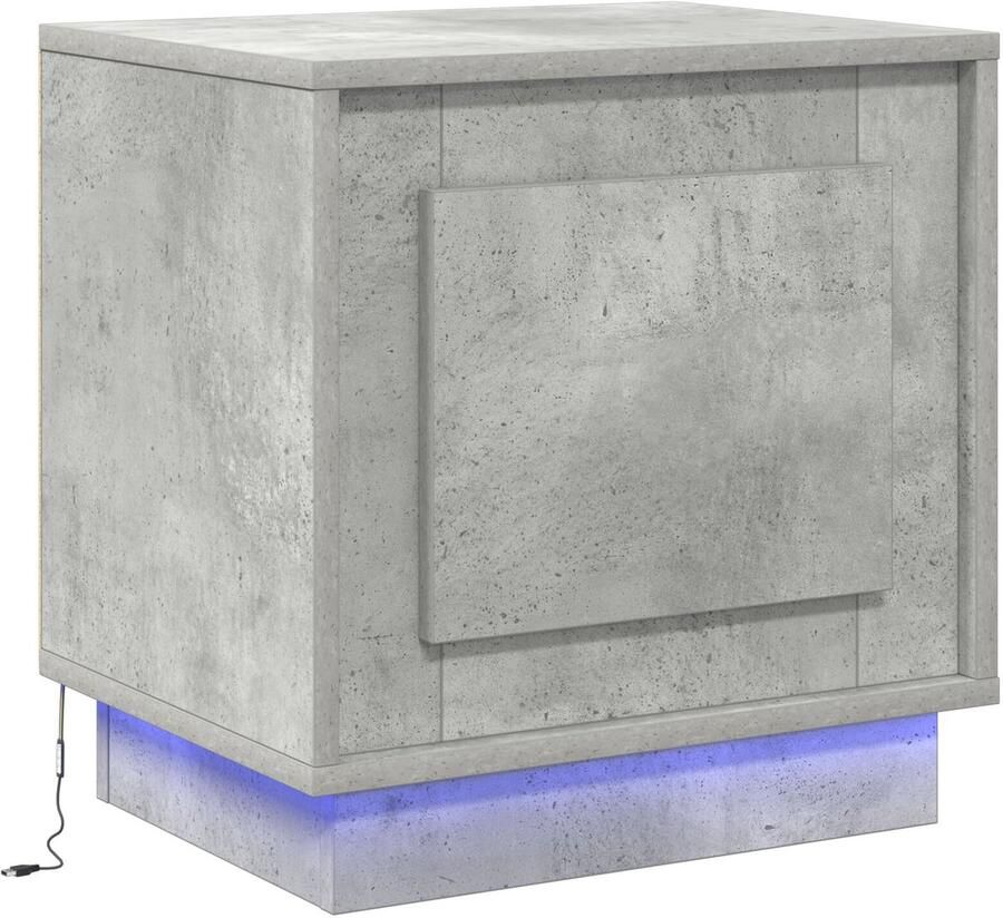 VidaXL Nachttkastje met LED-verlichting Beton Grijs 44x34 5x45 cm