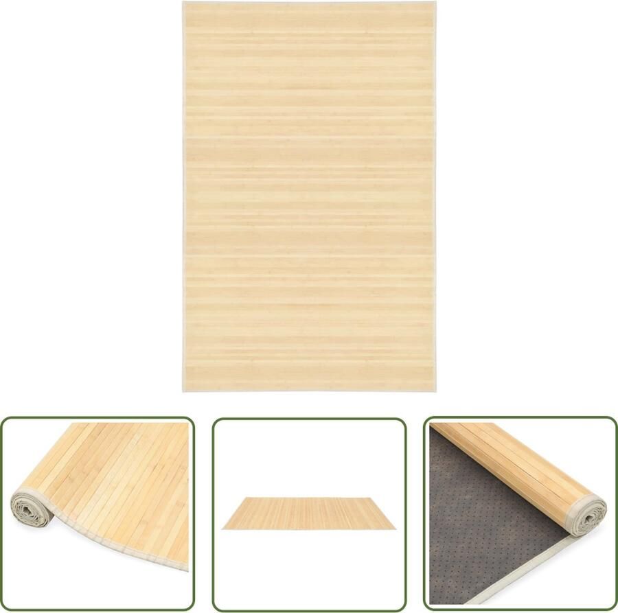 The Living Store Bamboe Tapijt Naturel 100 x 160 cm Anti-slip Reiniging met vochtige doek Bamboe Tapijt Natuurtapijt Vloerkleden Kamerdecoratie Living Accessoires