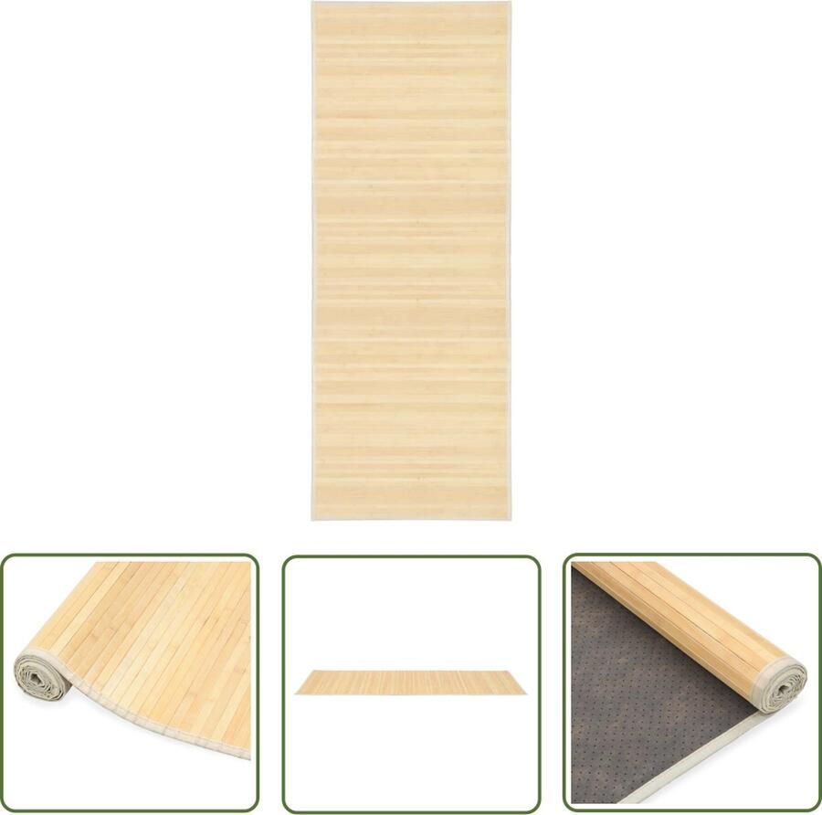 The Living Store Bamboe Tapijt Naturel 80x200 cm Anti-slip onderkant Bamboe Tapijt Natuurtapijt Vloerkleden Woon Accessoires Living Decor