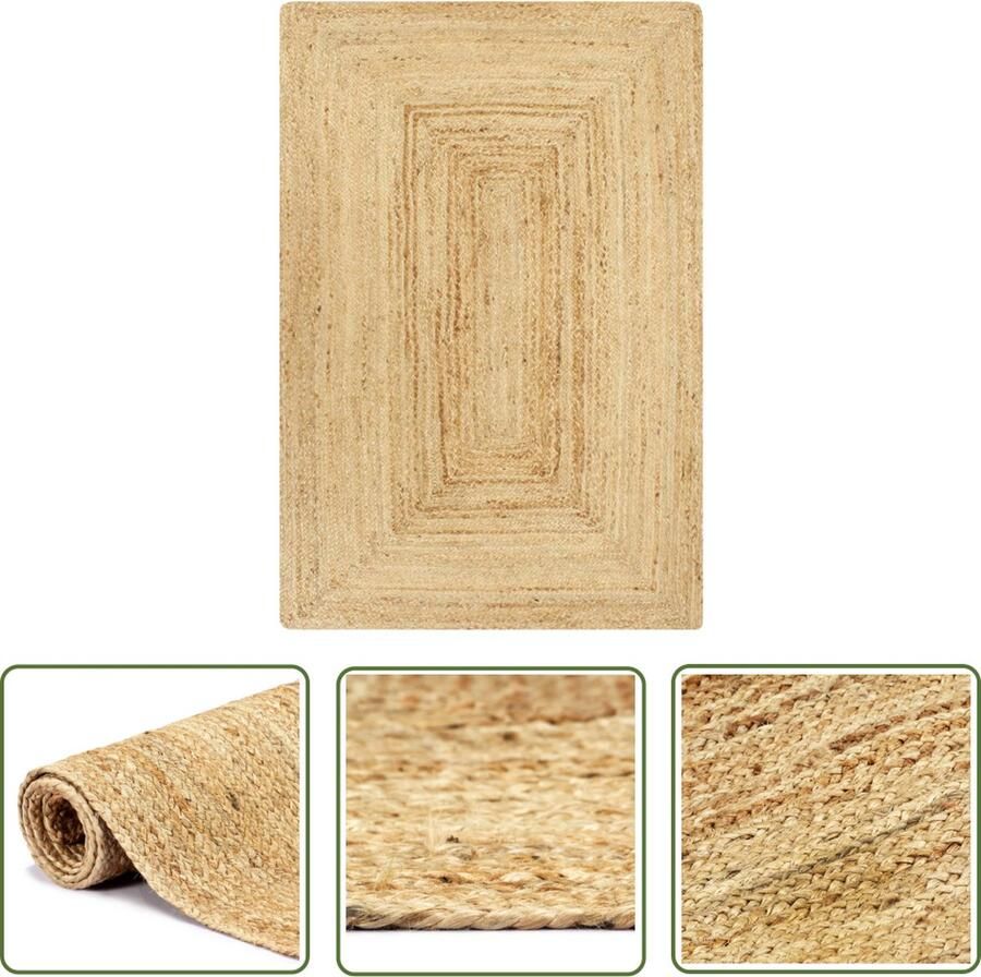 The Living Store Naturel Gevlochten Jute Tapijt 120 x 180 cm Handgemaakt Jute Tapijt Natuurtapijt Handgemaakt Tapijt Vintage Tapijt Boho Tapijt