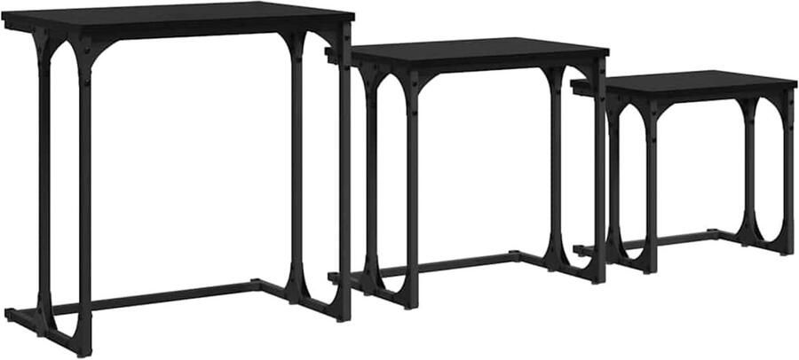 VidaXL Nest Koffietafel 3 pcs Zwart eiken 50.5 x 35 x 53 cm