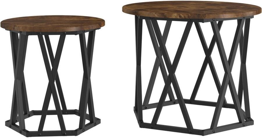 VidaXL Salontafel Gerookt eiken Massief acaciahout Middelgroot - Foto 2