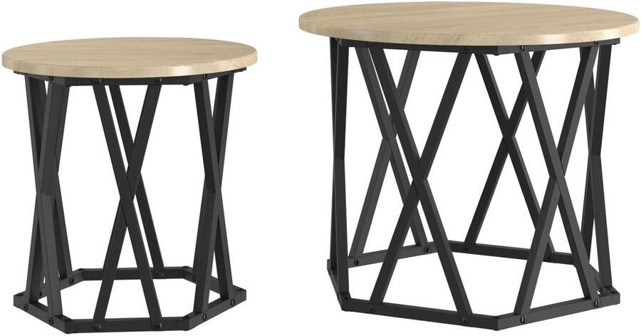 VidaXL Sonoma eiken en zwart MDF en metaal Medium Decoratieve Inzetten