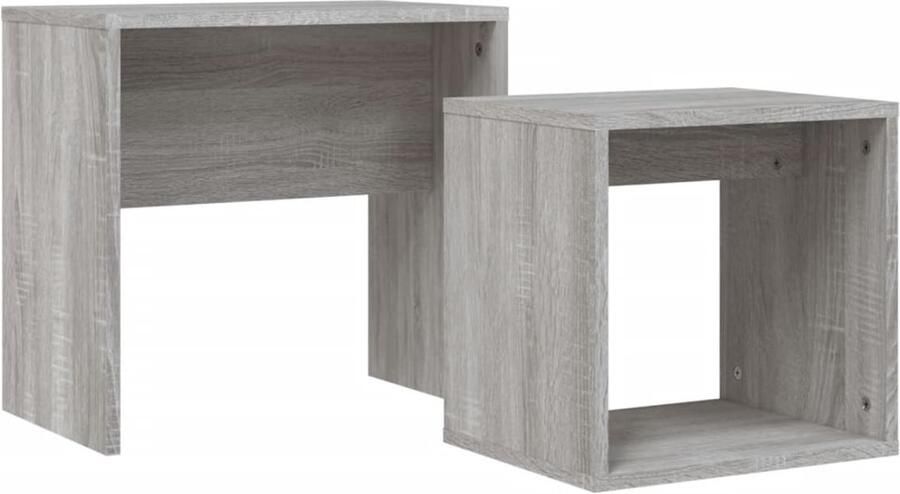 VidaXL Tafeltjesset 2-delig Grijs Sonoma Eiken Salontafel Bijzet Tafels Nest Tafels Houten Meubilair Interieur Decoratie