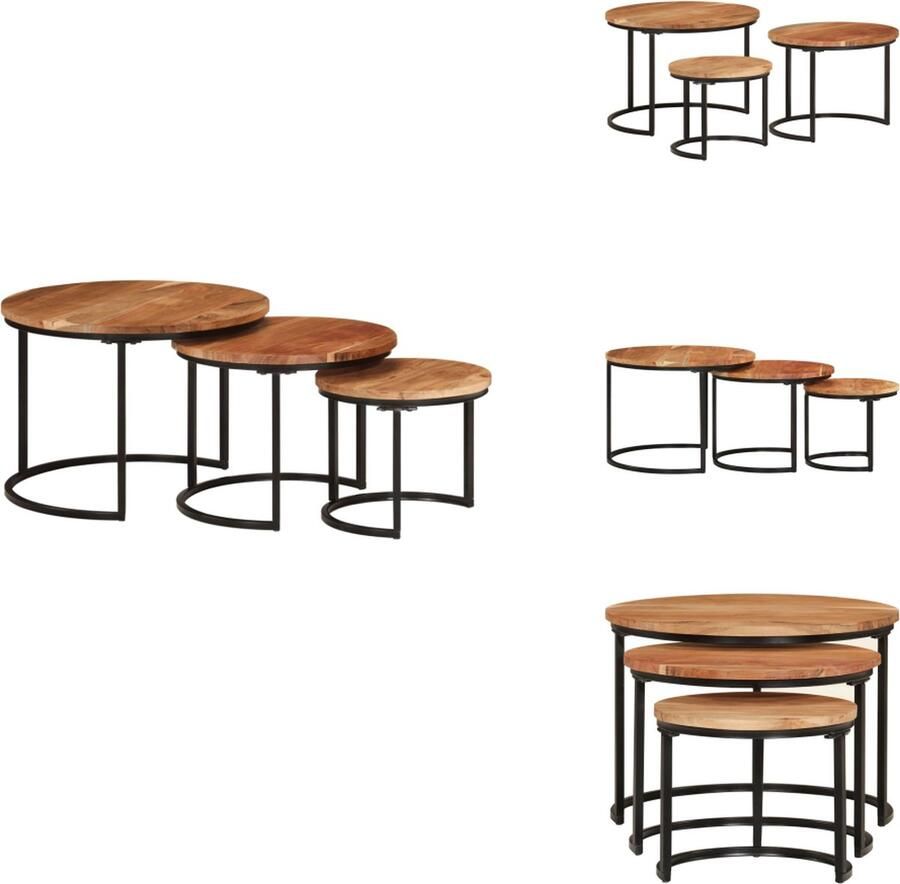 VidaXL Nesttafel Nesttafels Bijzettafel Banktafel -Tafeltjesset-3-st-massief-acaciahout