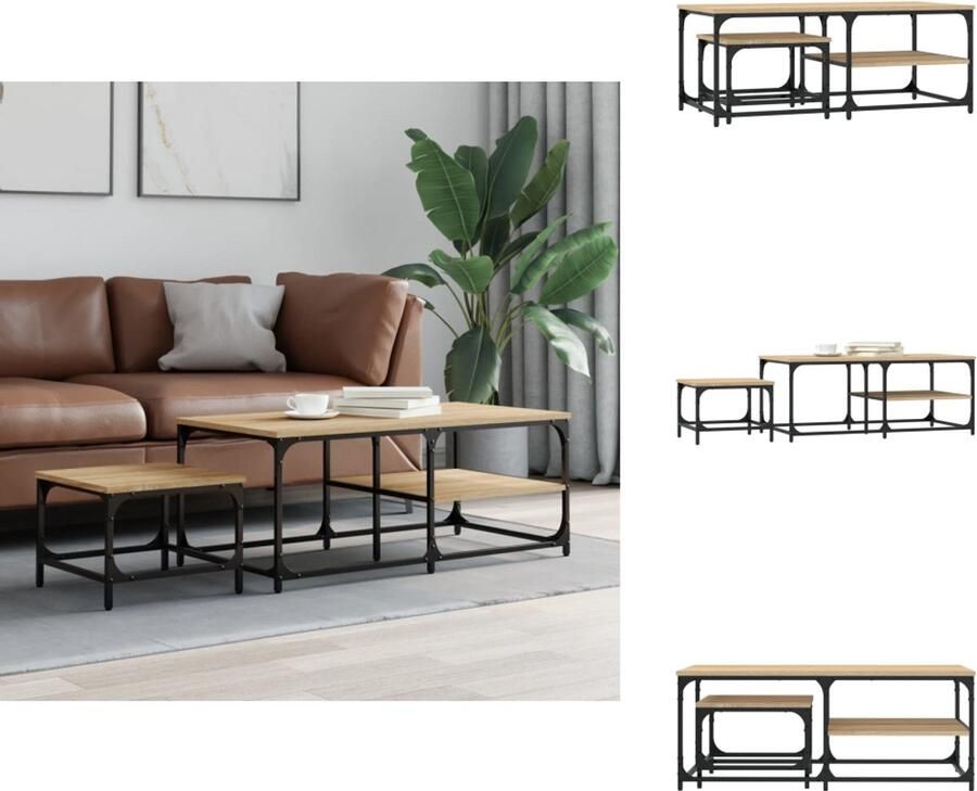 VidaXL Nesttafel Nesttafels Bijzettafel Tafeltjesset 2-delige Tafeltjesset bewerkt hout sonoma eikenkleurig