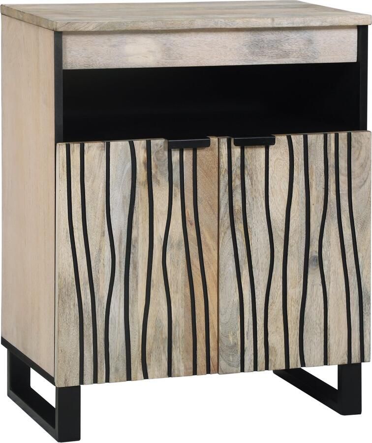 VidaXL Notenhouten Media Cabinet Wit en Zwart 60 x 33.5 x 75 cm