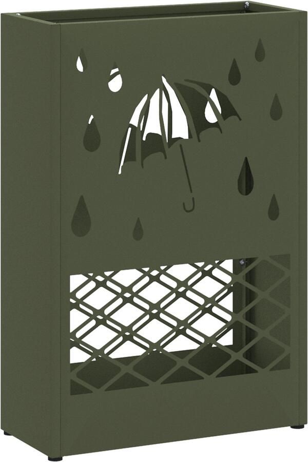 VidaXL Paraplubak Olijfgroen Metaal Medium Decoratieve Inzetstukken