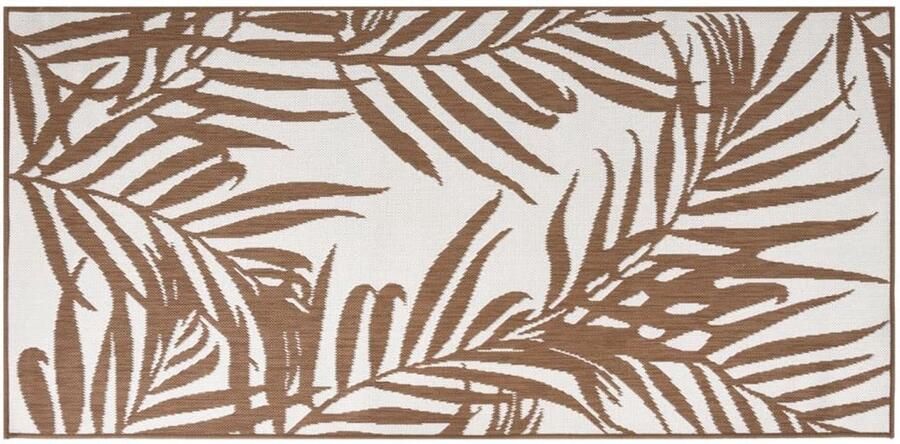 VidaXL Omkeerbaar Buitenkleed 100x200 cm Bruin Wit Buitenkleed Tuinkleden Patio Dekens Terrassen Kleden Bruine Kleden