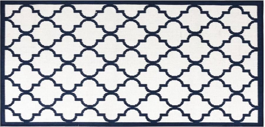 VidaXL Omkeerbaar Buitenkleed 80x150 cm Blauw Wit Buitenkleed Terraskleden Tuin Kleden Zomerkleden Omkeerbaar Kleed