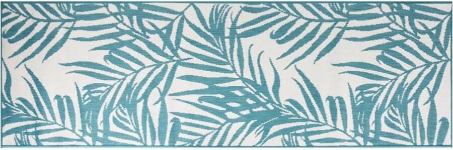 VidaXL Omkeerbaar Buitenkleed 80x250 cm Aqua-Wit Buitenkleed Tapijt Terrastapijt Tuintapijt Patiodekent