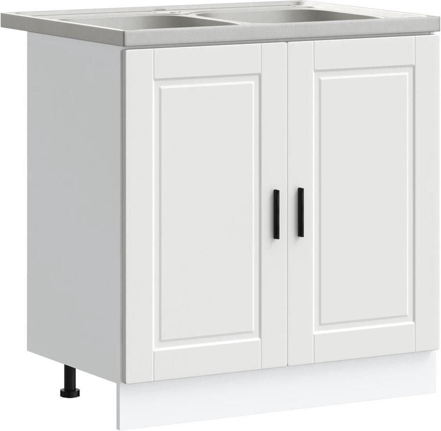 VidaXL Waskompkast met opslag 2 pcs Wit 80 x 46 x 84.5 cm Bewerkt hout