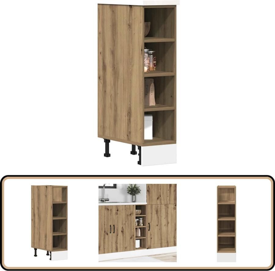 VidaXL Keukenopbergruimte Onderkasten Onderkast Riga 20x44 5x81 5 cm bewerkt hout artisanaal eikenkleur Houten Kast Artisianale Eik Opslagmogelijkheden - Foto 2