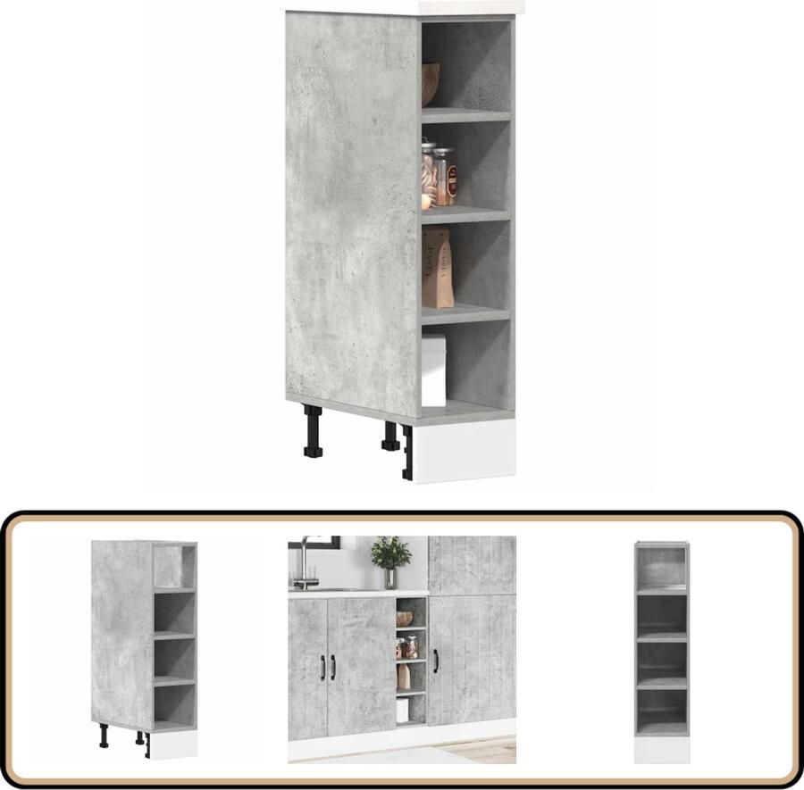 VidaXL Onderkast 20x44 5x81 5 cm Betonlook Keuken Kast Onderkasten Houten Kast Opslagruimte Keukenopstelling