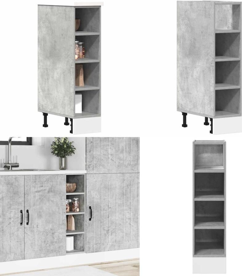 VidaXL Onderkast 20x44 5x81 5 cm bewerkt hout betongrijs Onderkast Onderkasten Keukenkast Keukenblok