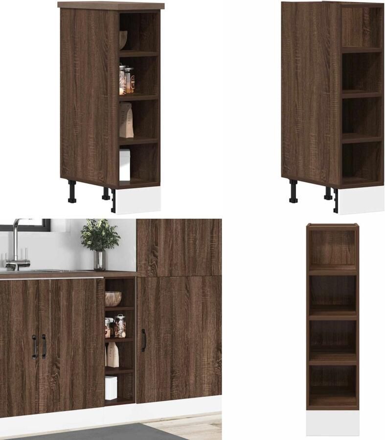 VidaXL Onderkast 20x44 5x81 5 cm bewerkt hout bruin eikenkleur Onderkast Onderkasten Keukenkast Keukenblok